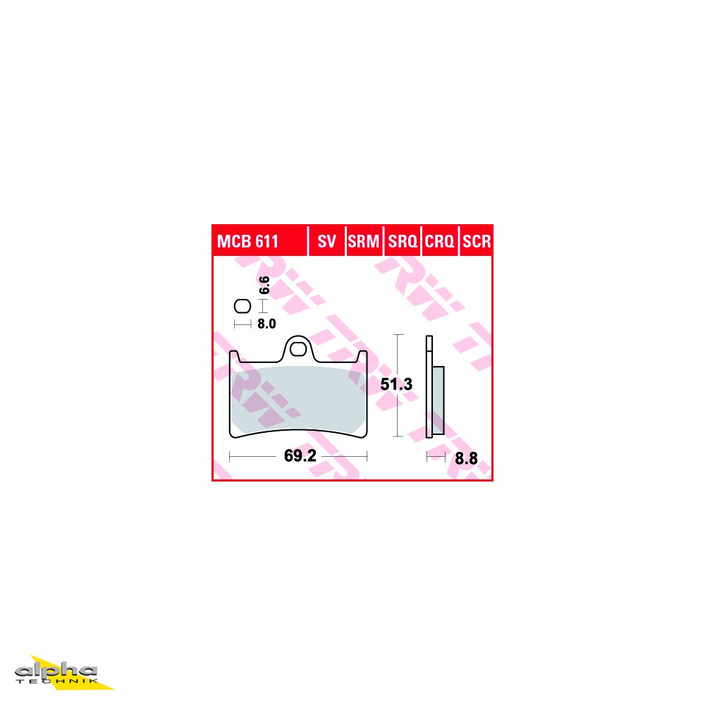 ZESTAW KLOCKÓW HAMULCOWYCH TRW LUCAS SINTER STREET MCB611SV