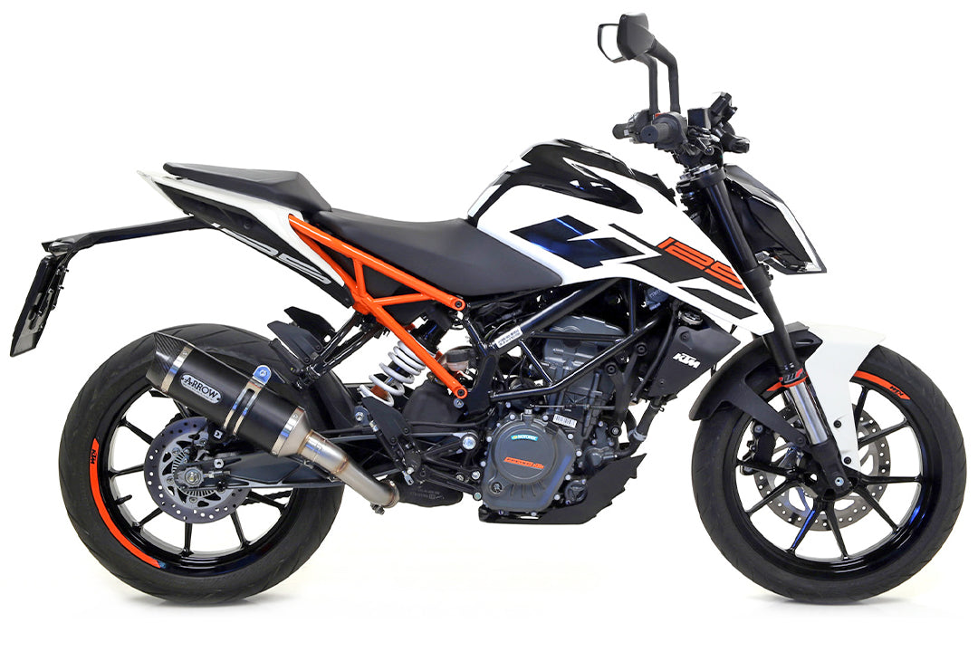 TŁUMIK ARROW DARK THUNDER DO KTM 125RC / 390RC / 125 DUKE / 390 DUKE 2017-2020, ALUMINIUM BLACK Z CARBONEM (TYLKO Z POŚREDNIĄ RURĄ ARROW)