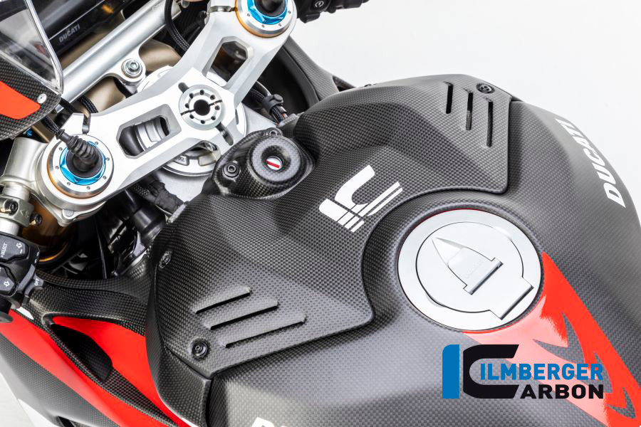 ILMBERGER CARBON ABDECKUNG VORNE AM TANK MATT FÜR DUCATI PANIGALE V4 / V4S AB 2018