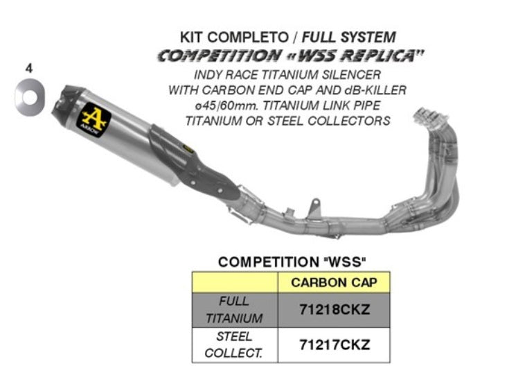 Kompletny system ARROW COMPETITION „WSS REPLICA” dla modelu Yamaha YZF-R6 z roku modelowego 2017-2021