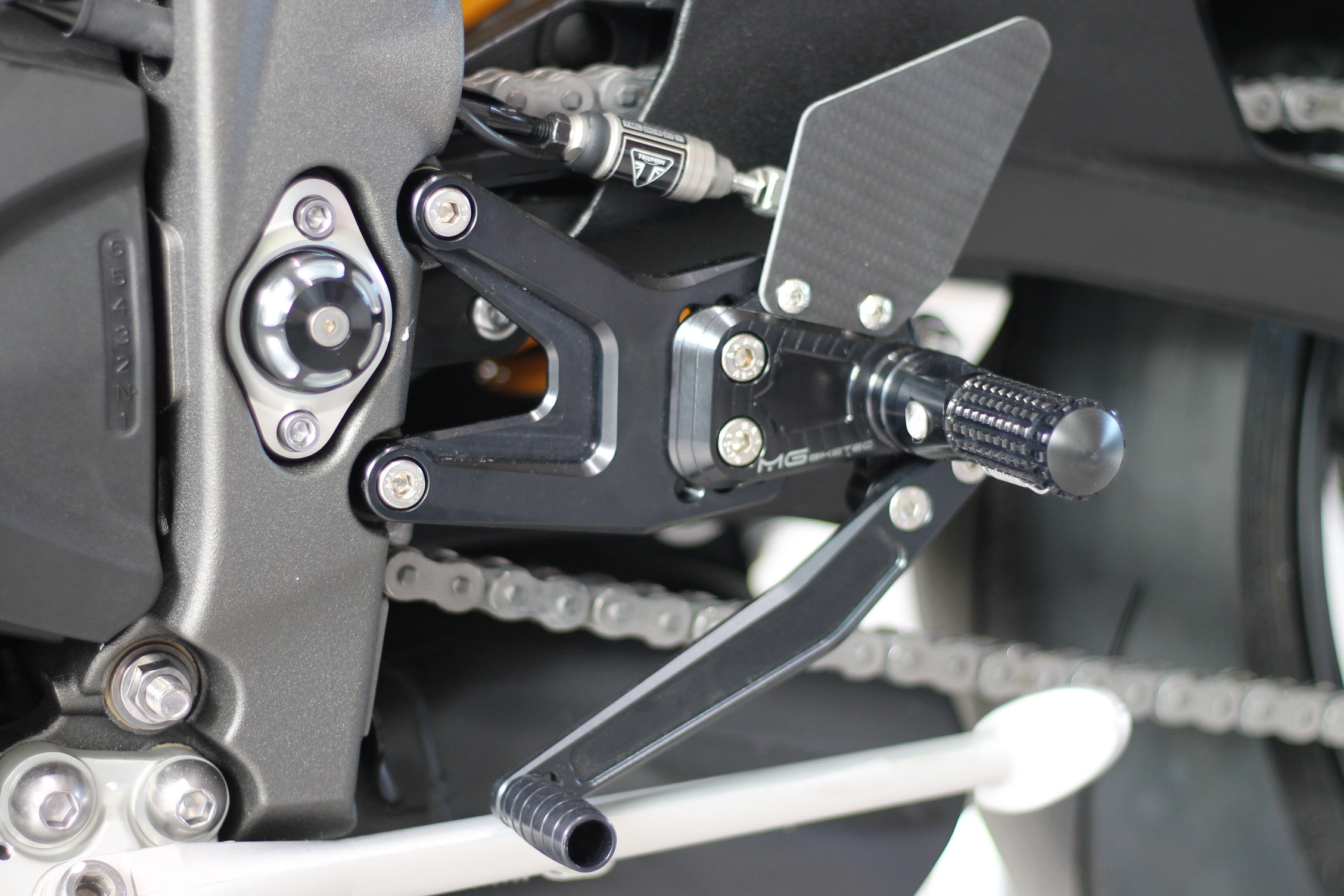 MG Biketec footrest system with ABE for Triumph Street Triple 765 RS / Moto2 2017 - 2022