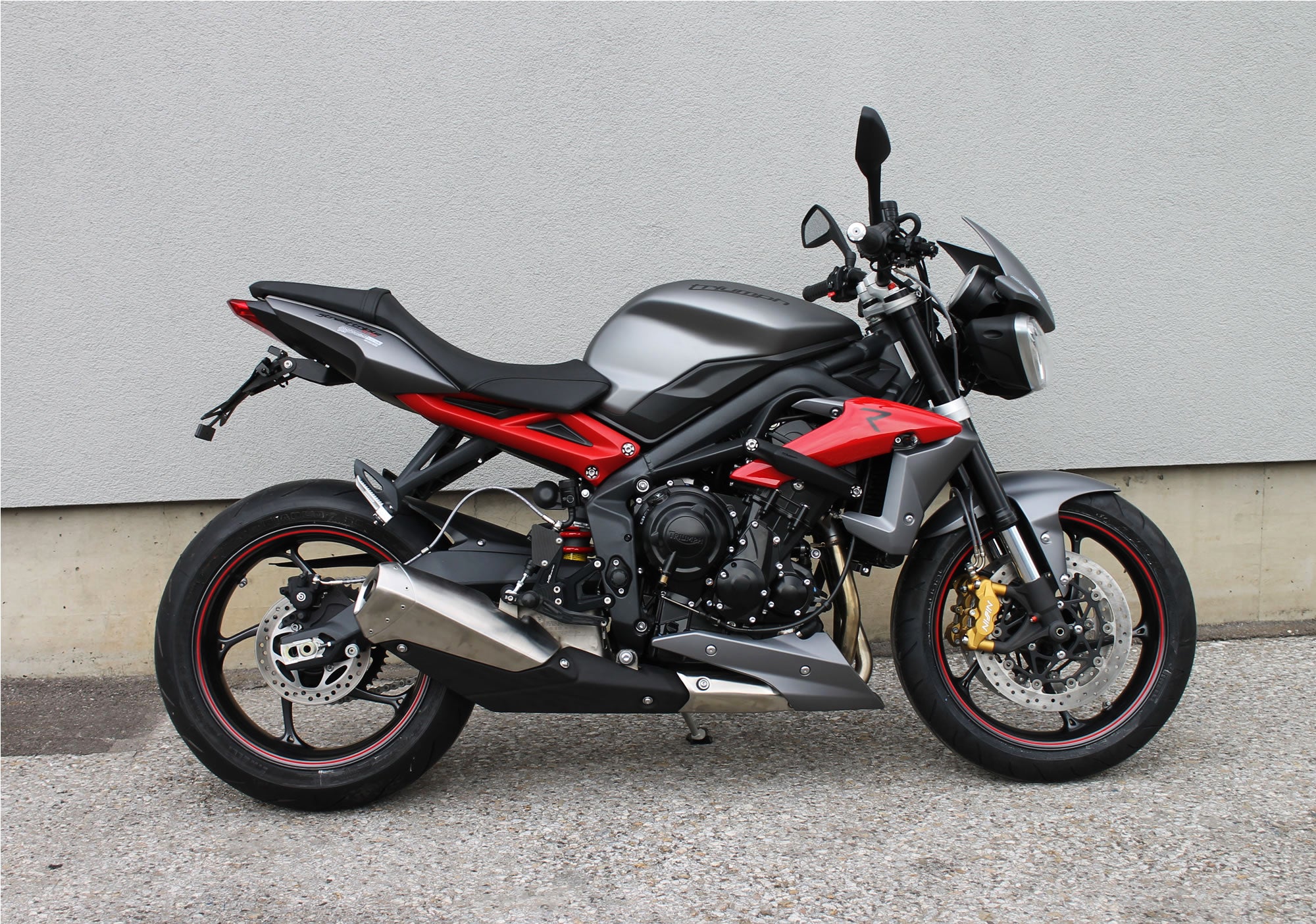 MG Biketec footrest system with ABE for Triumph Street Triple 765 RS / Moto2 2017 - 2022