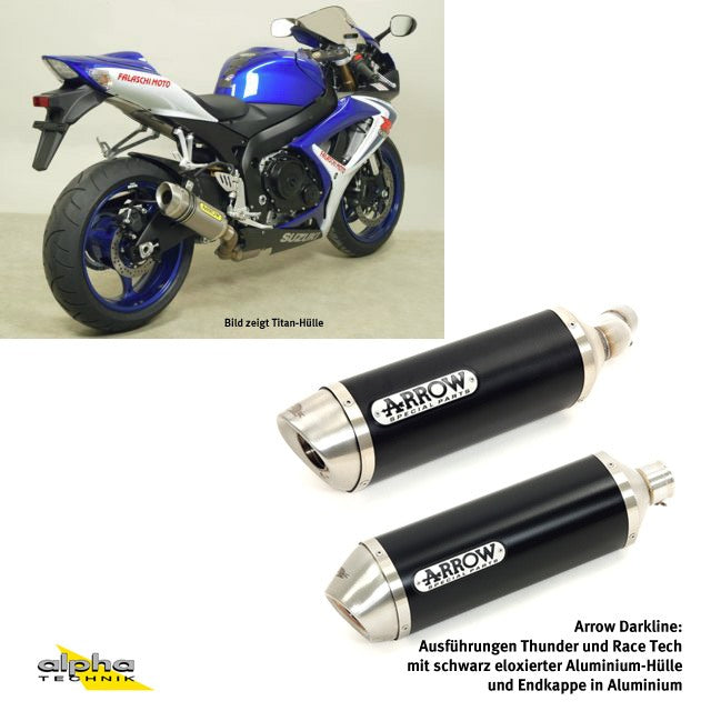 TŁUMIK ARROW DARK THUNDER ALUMINIUM DO SUZUKI GSX-R 600 / 750 ROKU MODELOWEGO 2006-2007