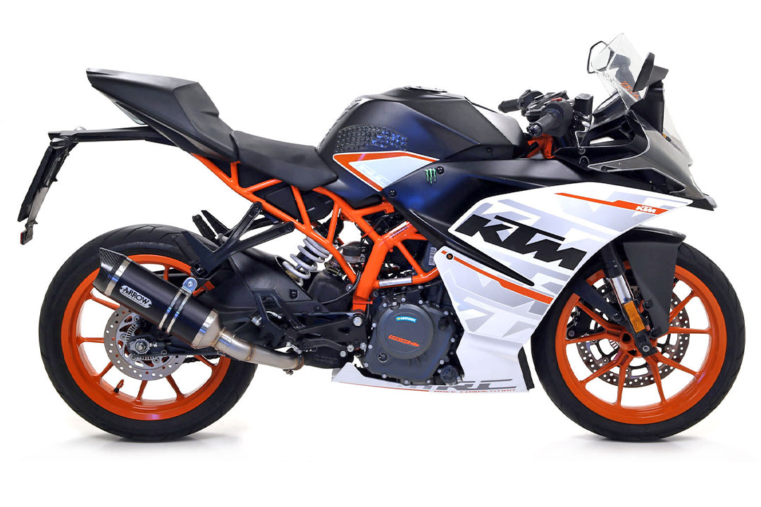 TŁUMIK ARROW DARK THUNDER DO KTM 125RC / 390RC / 125 DUKE / 390 DUKE 2017-2020, ALUMINIUM BLACK Z CARBONEM (TYLKO Z POŚREDNIĄ RURĄ ARROW)