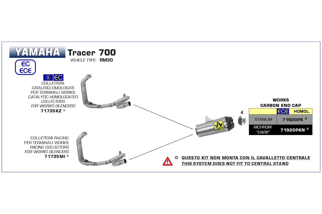 KOLEKTOR STRZAŁKOWY Z KATALIZATOREM DO YAMAHA TRACER 700 MODEL ROKU 2020- , MT-07 2021-
